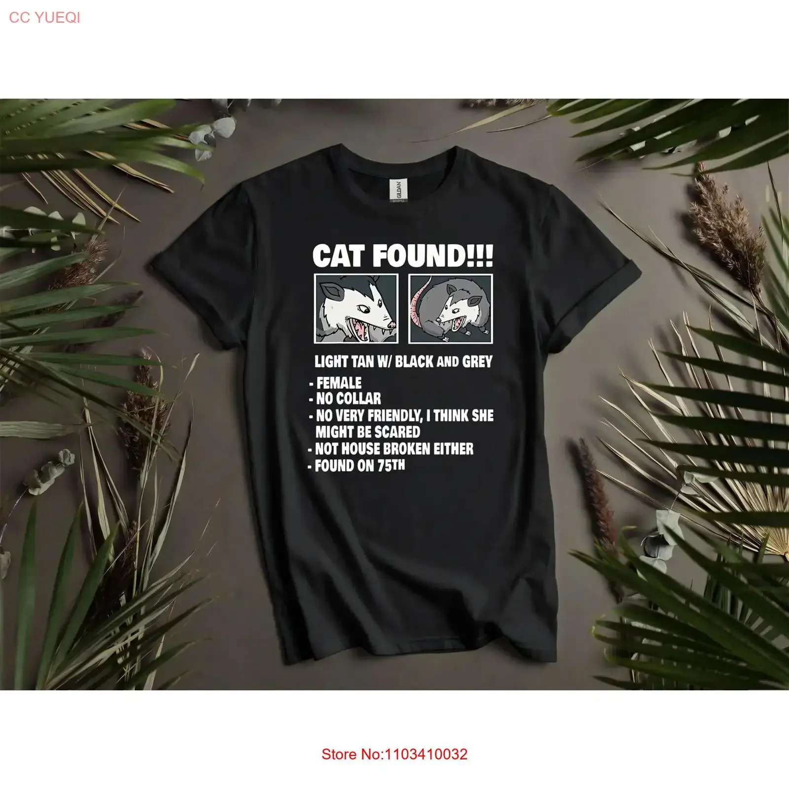 Cat Found Possum T para y camisa AD70 vintage lavado cómodo homme gráfico Casual ropa de diseñador streetwear transpirable