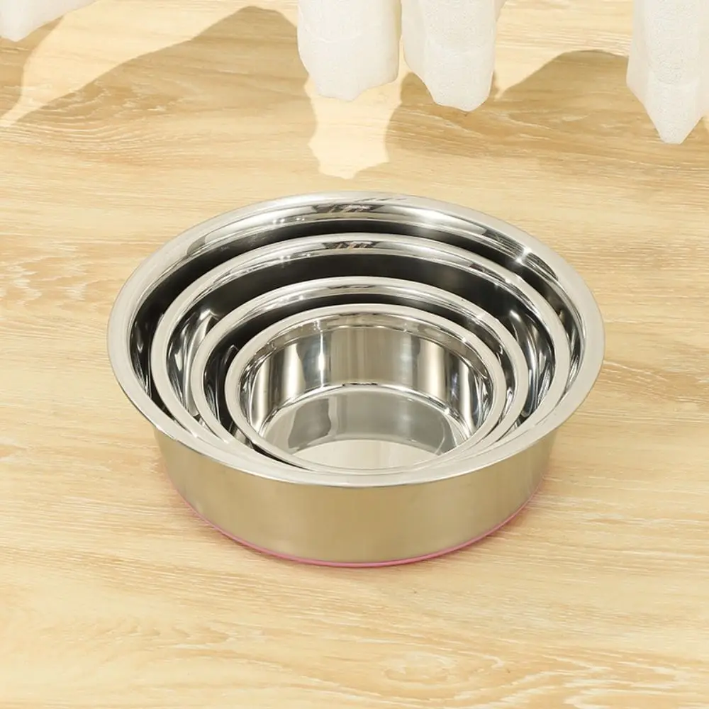 Easy To Clean Silicone Bottom Dog Basin Stainless Steel Anti-slip Cat Dog Bowls Heat Resistant Rust Resistant Pet Feeders Cat