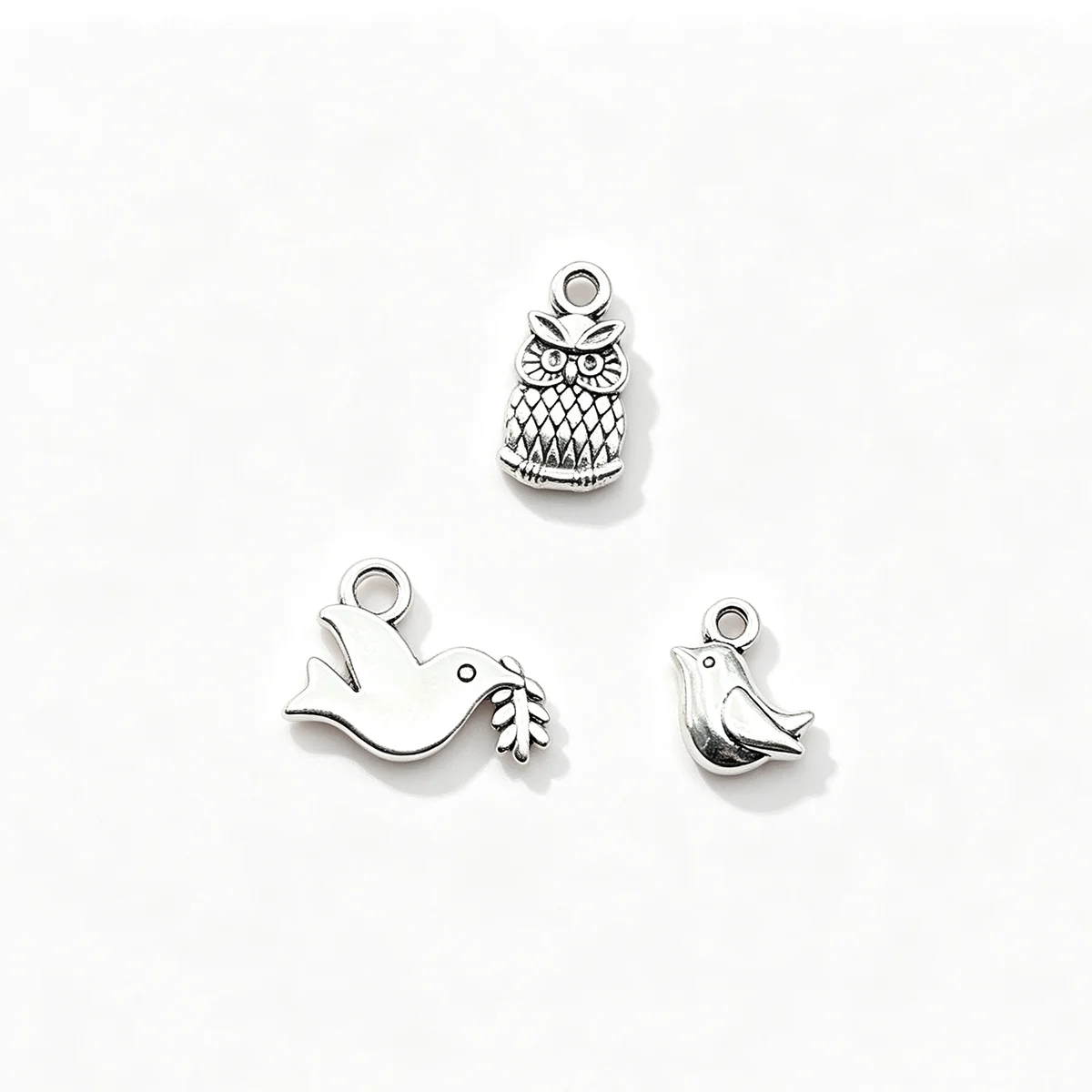 27-Piece Set of 3D Bird Handmade Accessories, Including Olive Branches and Peace Doves, Simple Outline Birds, and Owl Shapes, Suitable for DIY Bracelets, Necklaces, Earrings, and Pendants, Universal Handmade Jewelry Assembly Parts