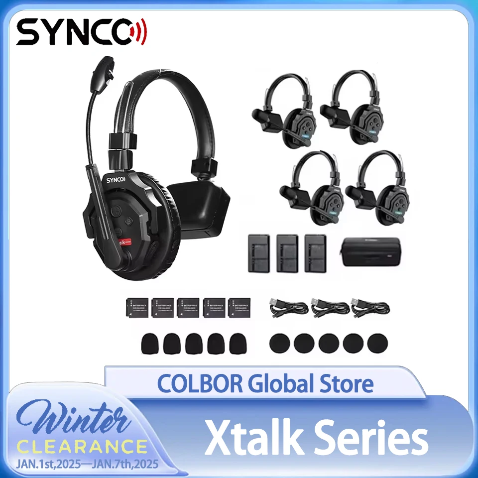 SYNCO Xtalk Series 2.4GHz Wireless Intercom System Master Free Noise Reduction Intercom Headset for Filmmaking Television