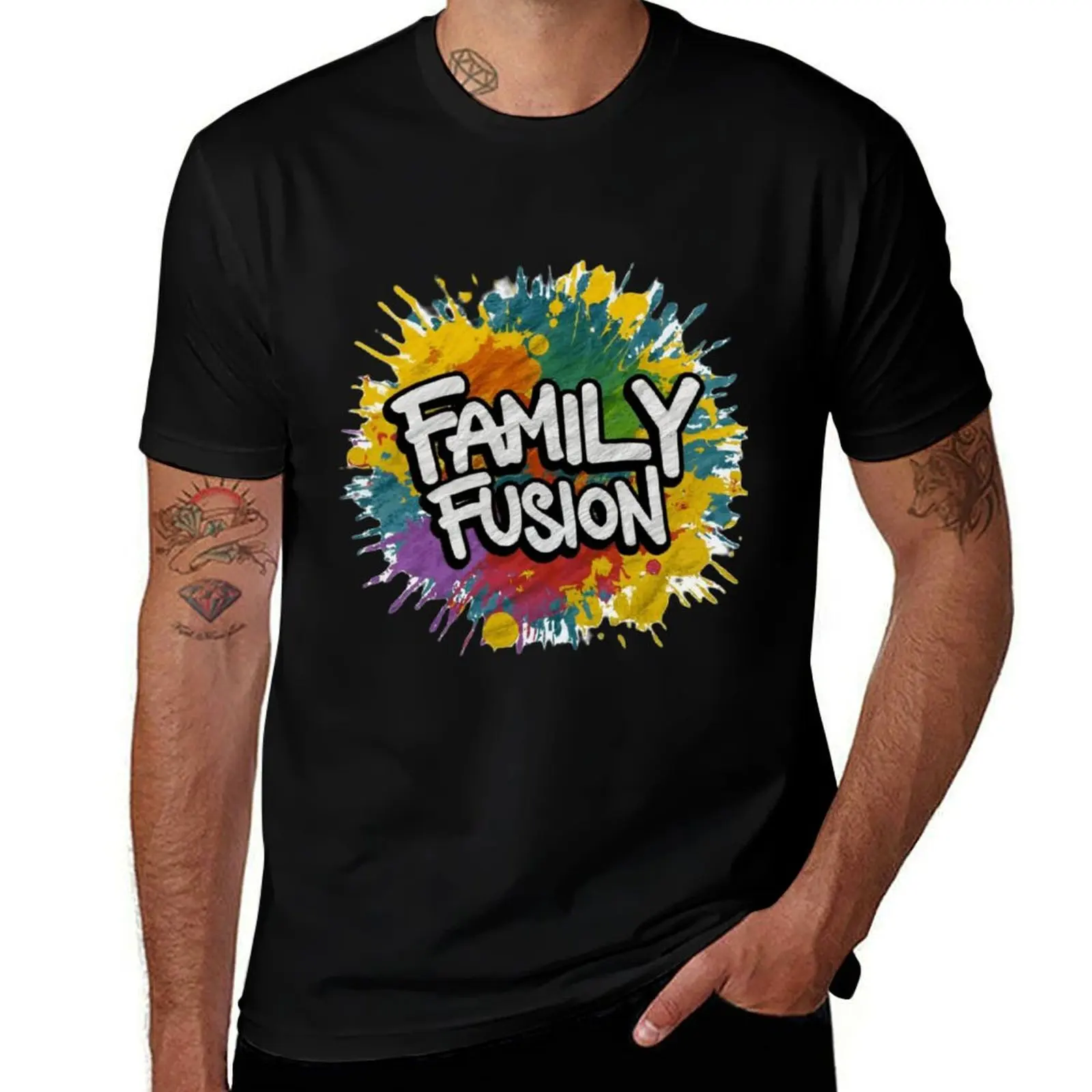 Family Fusion in the style of Graffiti Art T-Shirt Gym Wear Breathable Short Sleeve Tee T-Shirt