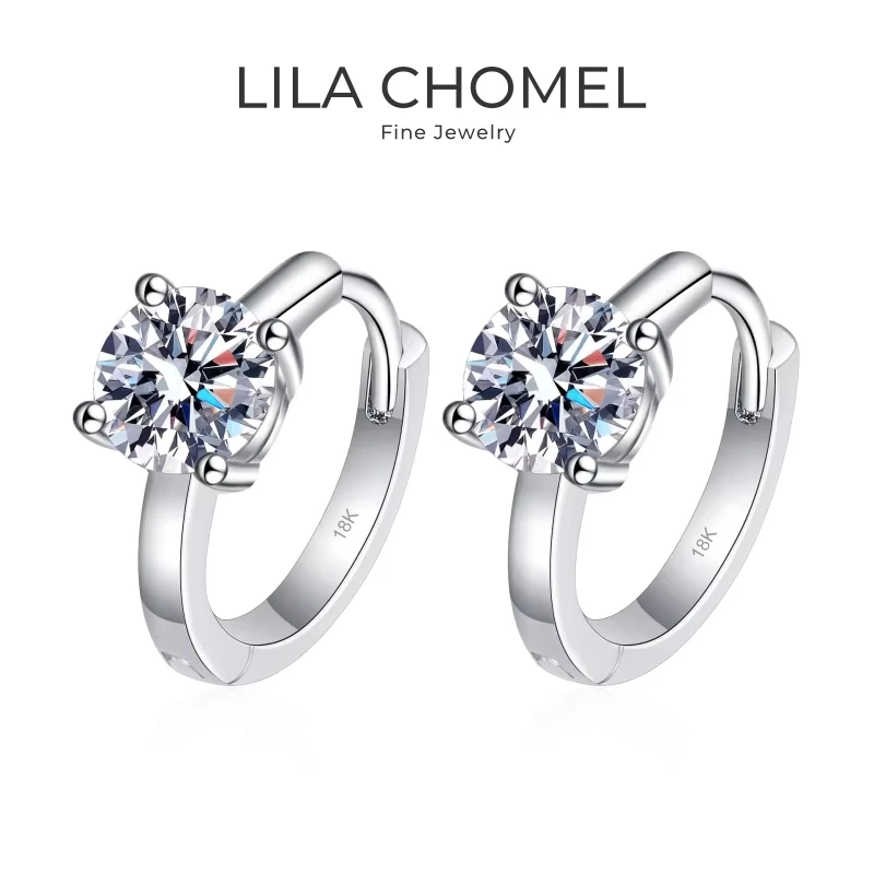 

Girl Friend 18K White Gold Hoop Earrings Women Wedding Moissanite Diamond 1/2CT Birthday Gift PT950 Platinum Valentine's Day ins