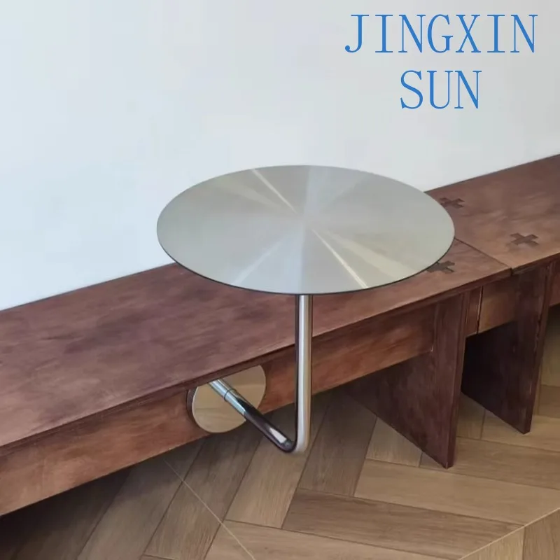 Simple cafe stainless steel wall-mounted round table wall-mounted table card seat coffee table small