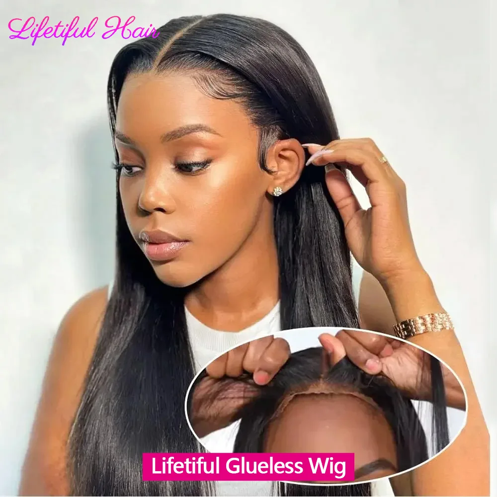 Lifetiful Glueless Human Hair Wig Ready To Wear Straight Transprent 4x4 Lace Closure Wigs For Women Glueless Wigs Human Hair