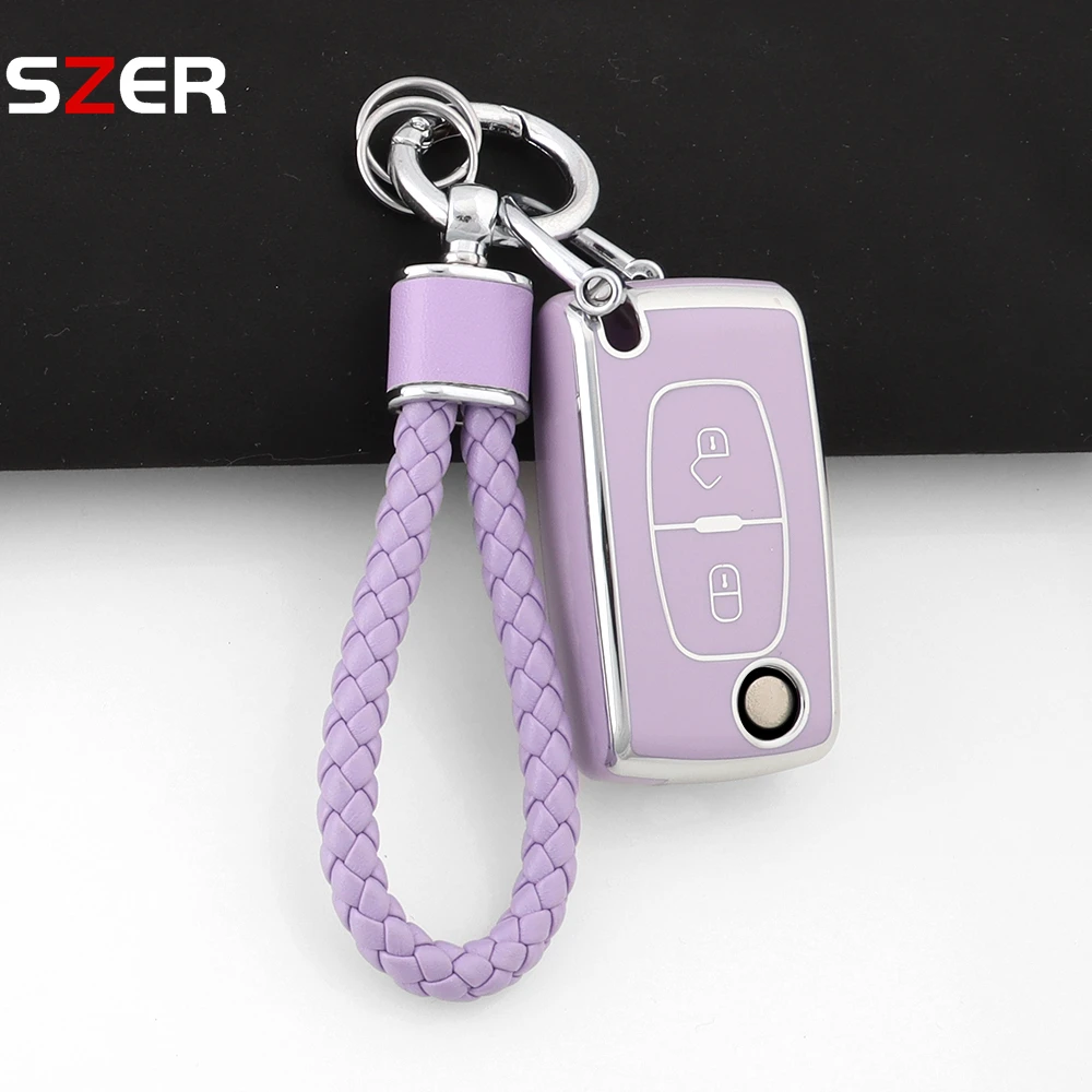 TPU Autoschlüsselhülle für Peugeot Partner, Citroen Berlingo, C3 Picasso 2009-2016, Schlüsselanhänger-Zubehör