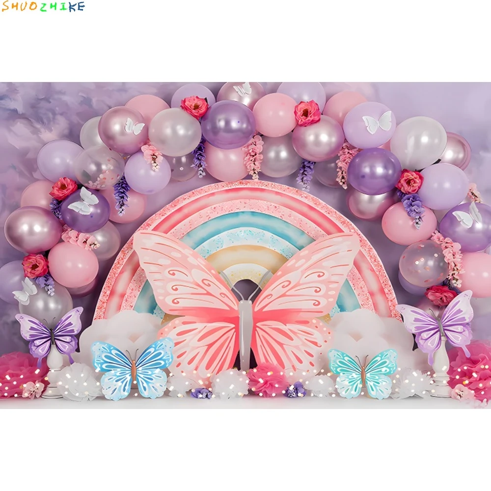 قوس بالون الزهور التصوير خلفية الطفل حفلة عيد ميلاد كعكة سحق صورة ديكور صورة خلفية استوديو مخصص #4