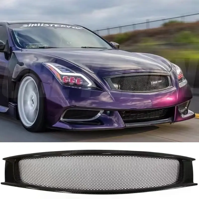 

Real Carbon Fiber Front Upper Mesh Grill Grille For 2008-2013 Infiniti G37 Coupe 2Door