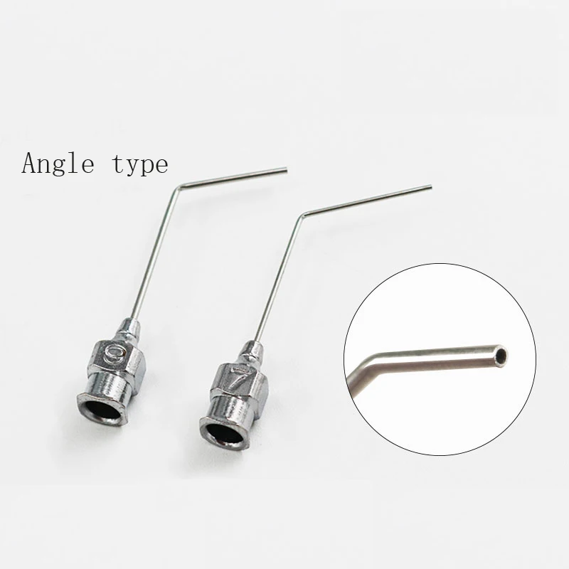 Ophthalmology microscopy instrument flushing needle, lacrimal passage flushing needle, flat tip needle angle type