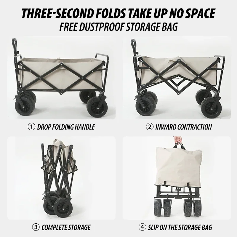 Camping Cart Outdoor Wheelbarrow for Fishing Max Capacity Barrow for Gardon Handcart Household Trolley Rolling Cart