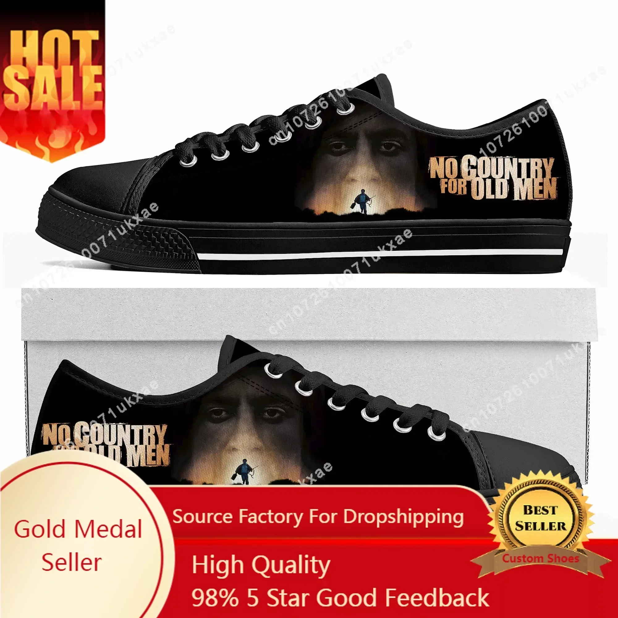 No Country for Old Men Low Top Sneakers Mens Womens Teenager Anton Chigurh Canvas Sneaker couple Casual Shoes Customize DIY Shoe