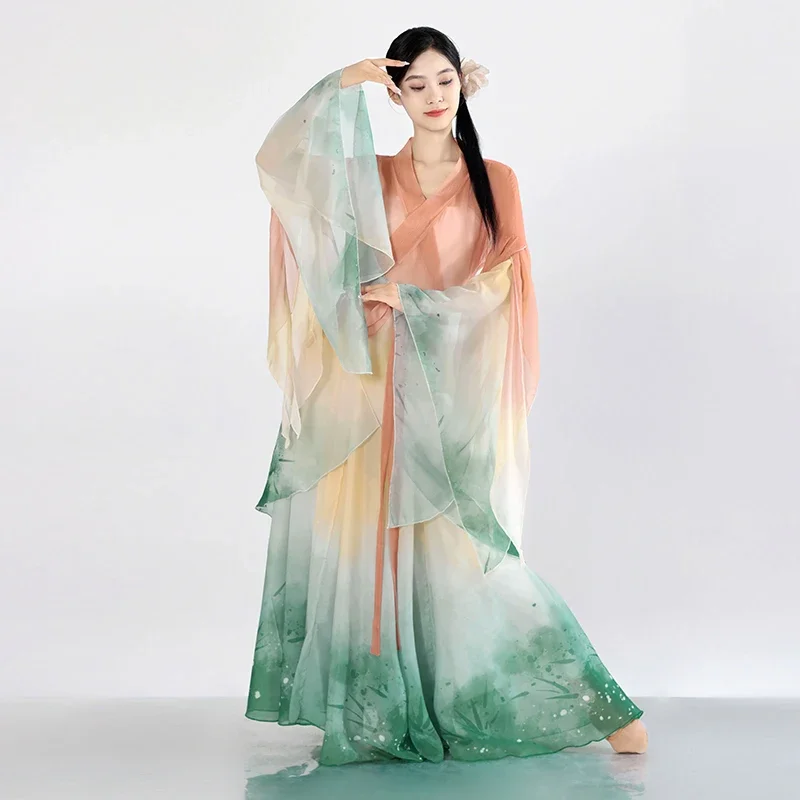 Classical Dance New Dance Clothes Elegant Big Sleeve Shirt Chinese Hanfu Fairy Gas Gauze Female Gradual Change Performance Suit - Image 5