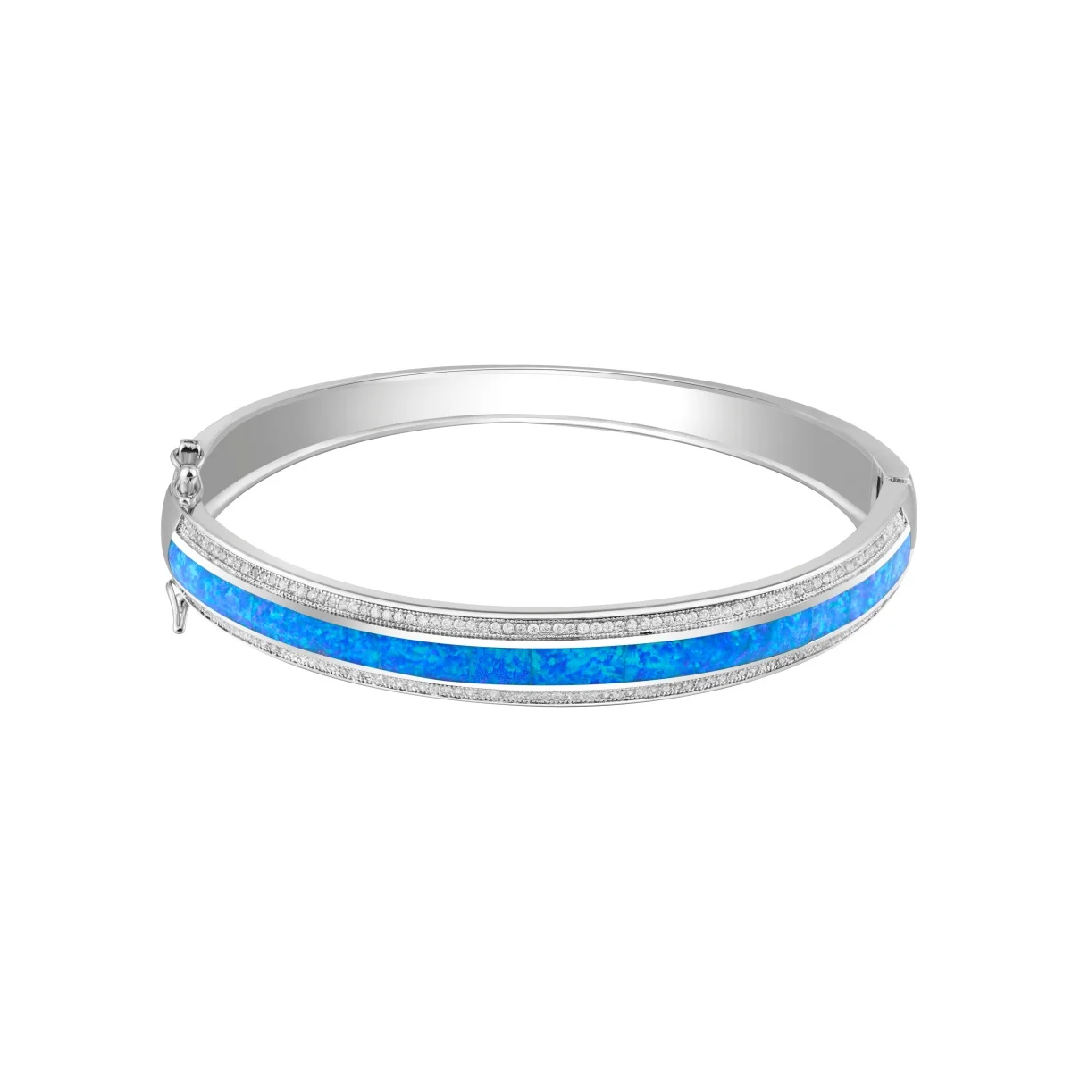 

JLZ-111 Blue Fire Opal Bangle Triangle Stone Bracelets For Women Vintage Fashion Silver Color Wedding Jewelry Engagement Accesso