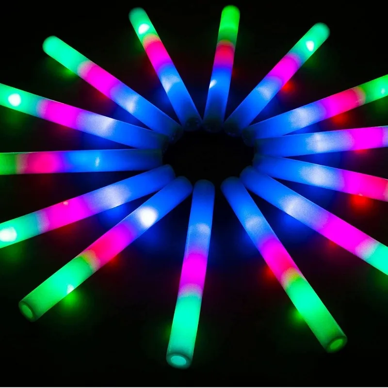 

174 Pack LED Foam Glow Sticks, Glow Stick Bulk Party Pack with 3 Modes Colorful Flashing, Glow in Dark Party Supplies