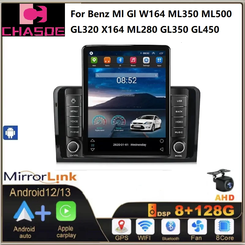 Android IPS 2.5D Screen DSP Car DVD Player For Benz Ml Gl W164 ML350 ML500 GL320 X164 ML280 GL350 GL450 4+64G auto radio