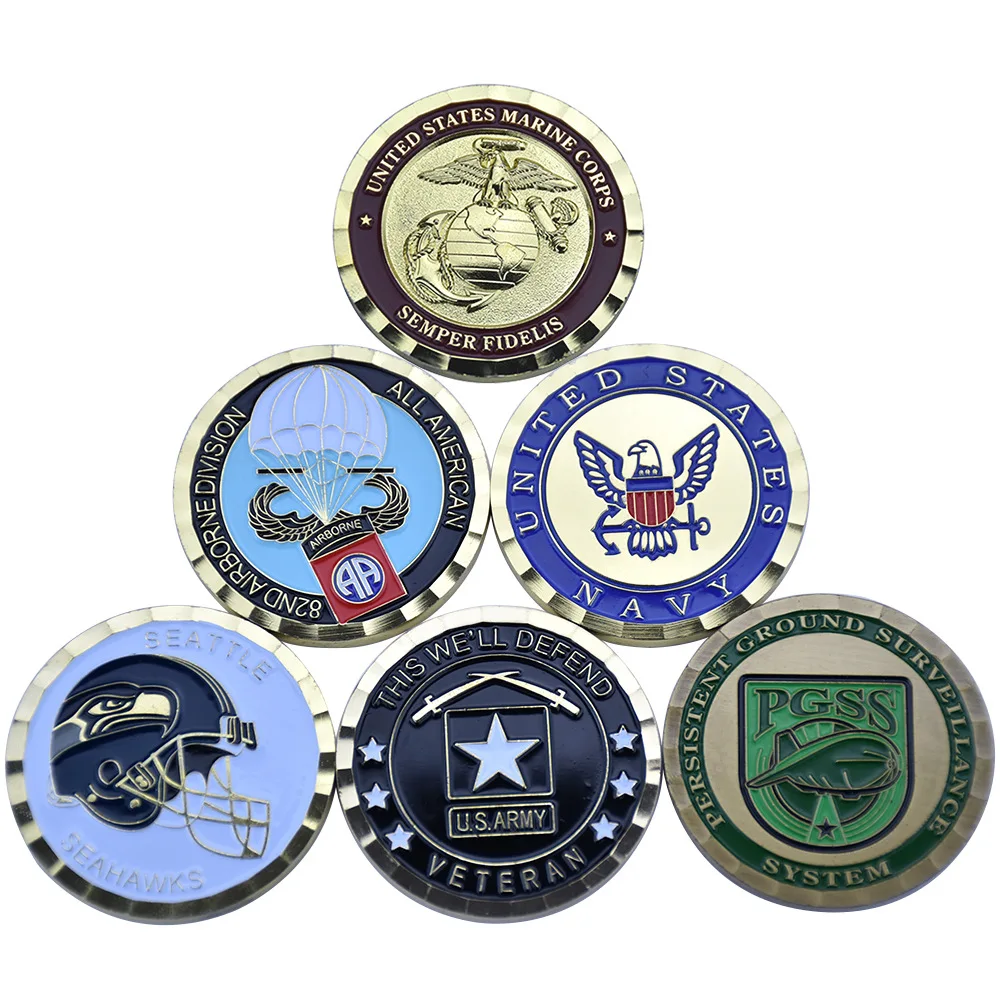 Factory Wholesale Custom Cheap Gold Engraving Metal Zinc Alloy Souvenir Commemorative US Army Challenge Coins