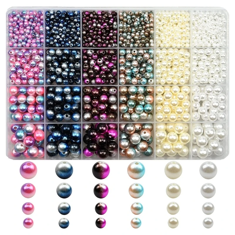 

1890x/set Knitting Decoras Pearl Bead 4/6/8/10mm Loose Changing Color Bead