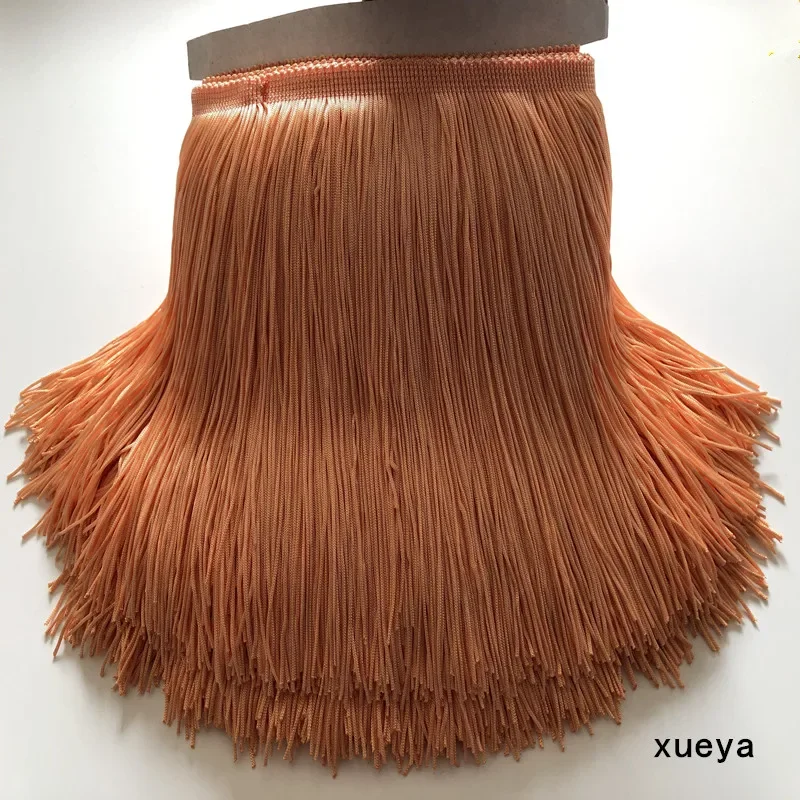 10 Meters 20cm Width Lace Fringe Tassel Black Polyester Fringe Lace Trim Ribbon Sew Latin Dress Stage Garment Accessories