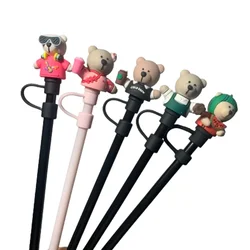 1pc Soft  Silicone Straw Plug for 6mm-8mm straw Cute Cartoon Straw Covers Cap Reusable Drinking Straw Toppers Splash Proof