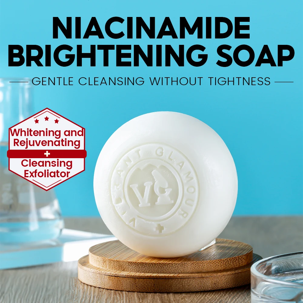 VIBRANT GLAMOUR Niacinamide Handmade Soap Whitening Deep Cleansing Exfoliation Can Be Used For Face Body Cleansing 100G