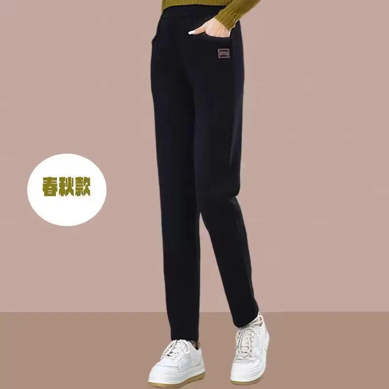 Korean Women's Plus Velvet Harlan Casual Pants In Autumn Winter 2026 New Slim Thick Simple Female Warm Lady Loose Feet Pants