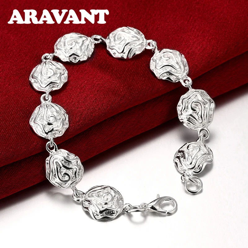 

925 Silver Flower Bracelet For Women Wedding Jewelry