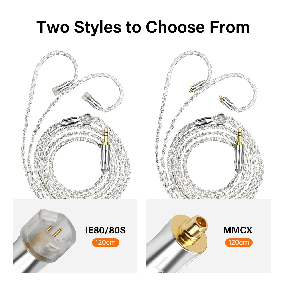 16 كور عالية النقاء خالية من الأكسجين النحاس الفضة مطلي كابل التوازن 3.55 مللي متر إلى MMCX 3.55 مللي متر إلى TE80 80S سماعة كابل #6