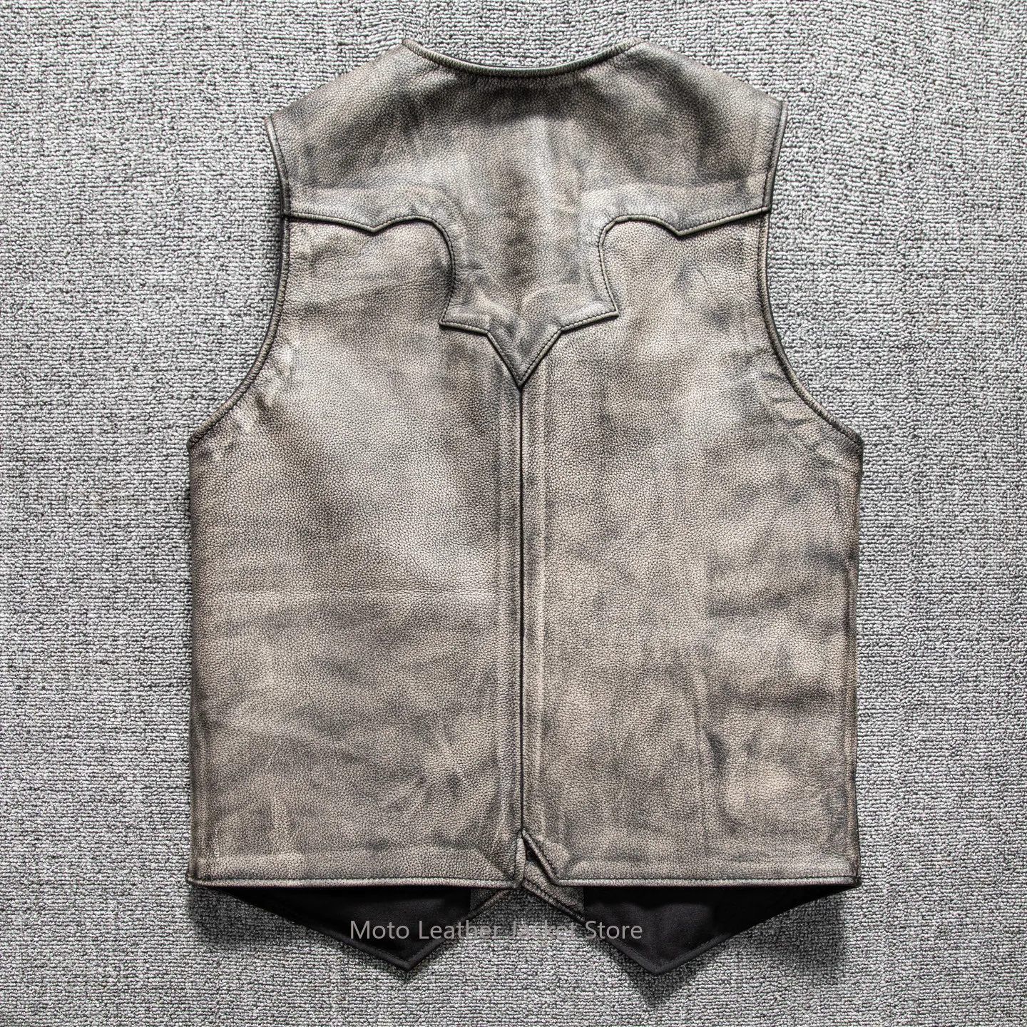 New Arrival Men's Genuine Cowhide Leather Vest, Vintage Hand Rubbed Color, Motorbike Sleeveless Waistcoat for Spring Autumn