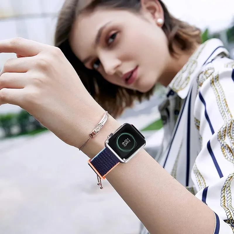 2 SZTUKI nylonowych pasków do Apple Watch Pasek 8 7 SE 6 5 4 Ultra 49MM 40MM 44MM 45MM 41MM Bransoleta akcesoria do IWatch Series 40mm — zdjęcie 7