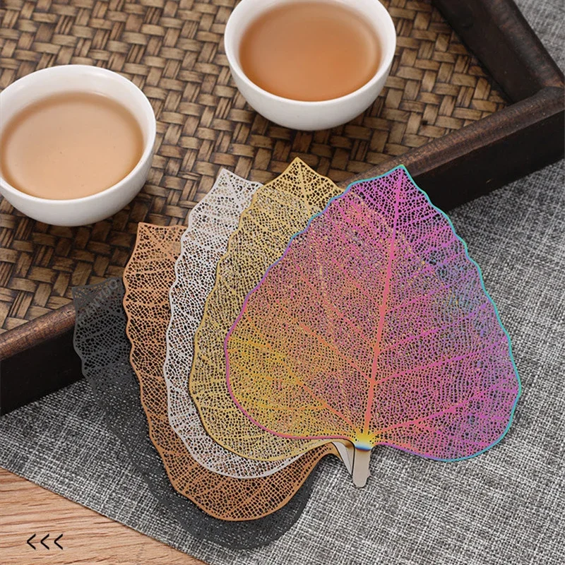 1PC Rose Gold Black Colorful Bodhi Leaf Tea Filter Hollow Leaves Shape Tea Strainer Kung Fu Tea Infuser Drinkware Teaware Gadget