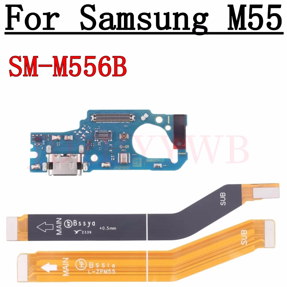 USB Charge Port Jack Dock Connector Charging Board Signal LCD Main Motherboard Flex Cable For Samsung Galaxy M55 5G SM-M556B