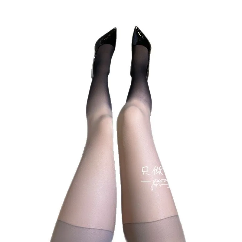 Meia-calça mudança gradual rosa meias humor doce l feminino seda branca aberta meias pretas sexy doce cor meia-calça