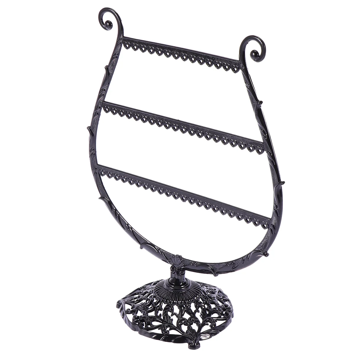 1Pcs Jewelry Display Rack Iron Hollow Black Wine Glass Shape Stable Earring Storage Stand for Bedroom Home Retail Use
