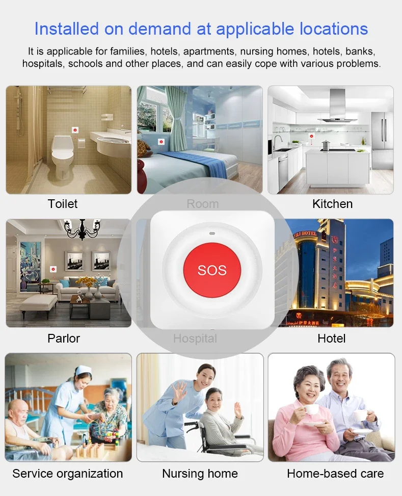 Tuya Smart Zigbee SOS Emergency Button APP Notification SOS Emergency Call Button Wireless Panic Button for Kid Elderly Patient