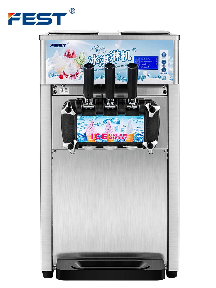 Tqh Ice Cream Machine Commercial Full-Automatic Ice Cream  Machine Sundae Making Three-Head Ice Cream Machine