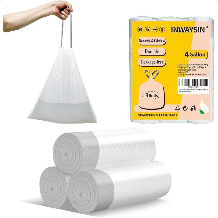 

Маленькие мешки для мусора на 4 галлона, шнурок на 4 галлона, сверхпрочные маленькие мешки для мусора для ванной комнаты, бака для спальни, офиса