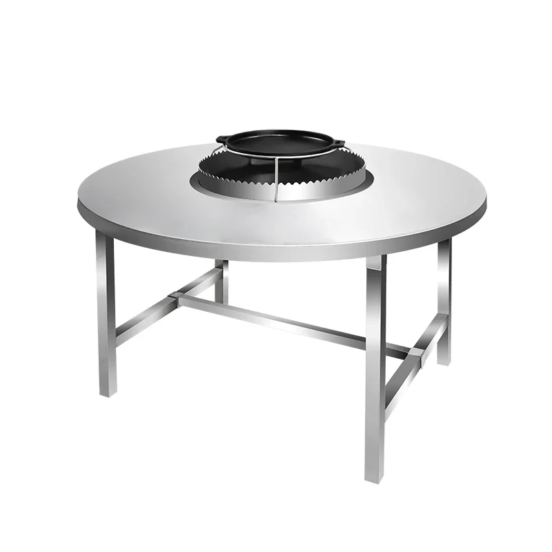 Folding Xichang brazier barbecue table, commercial stainless steel square circular bamboo skewer barbecue table