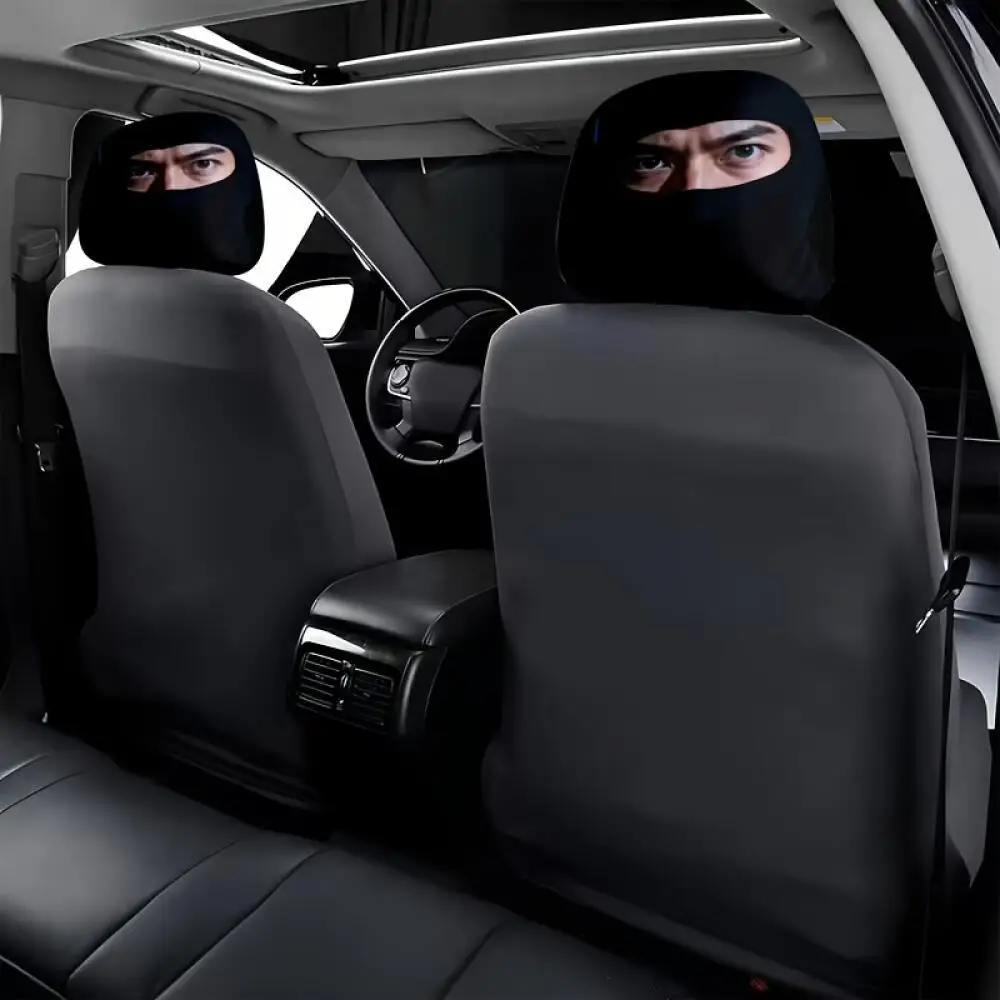 2 Pieces Funny Staring Man Face Car Headrest Covers, 2D Printed Elastic Universal Car Seat Headrest Protectors