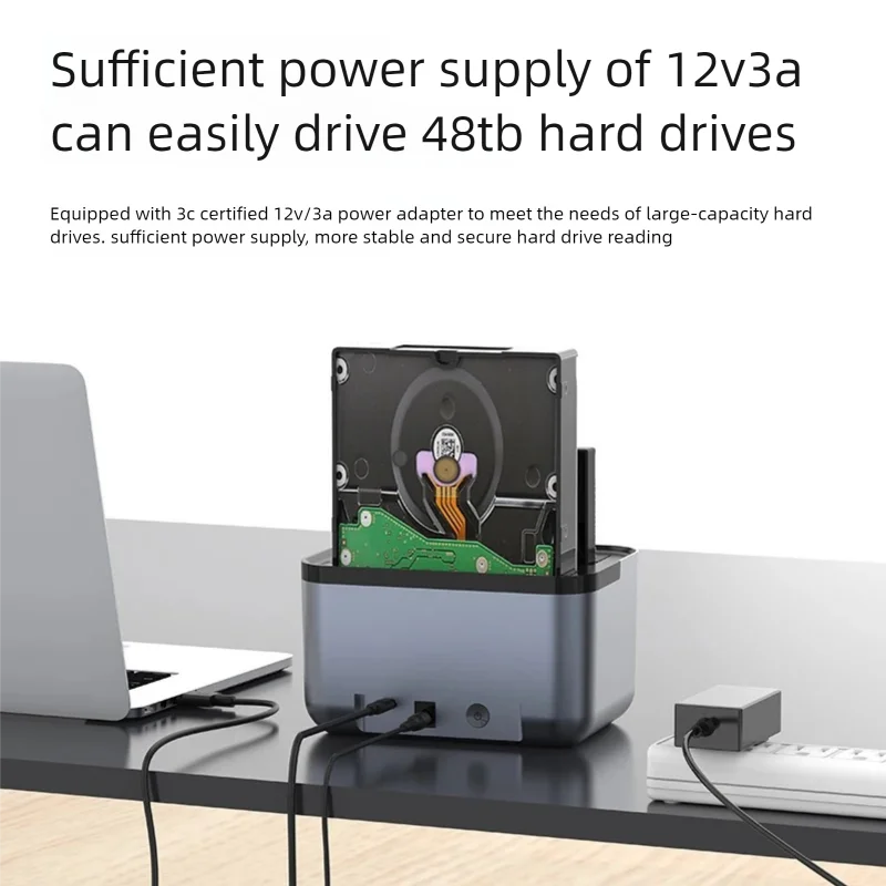 GODO Hard Drive Docking Station USB 3.0 Type C Dual Bay Hard Drive Dock for SATA 2.5/3.5 inch HDD SSD LED Offline Clone view 3
