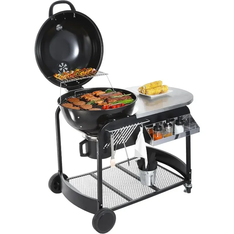 

for for VEVOR Smoker Grill 22 inch, Portable Charcoal Smoker with Cart, BBQ Charcoal Grill with Porcelain-Enameled Lid