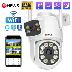HFW 6MP Wifi Home Survalance Ptz Camera Ai Human Detect Auto Tracking 2 Lens Wireless CCTV Outdoor Security Protection
