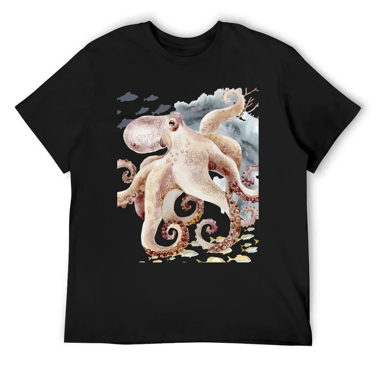 Octopus With Beige Tan and Grey T-Shirt korean fashion shirts graphic funny t shirts for men