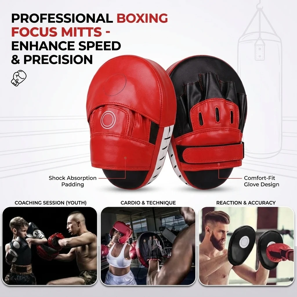 Shock-Absorbing Training Boxing Mitts Target Pads for MMA Kickboxing Martial Arts Striking Practice