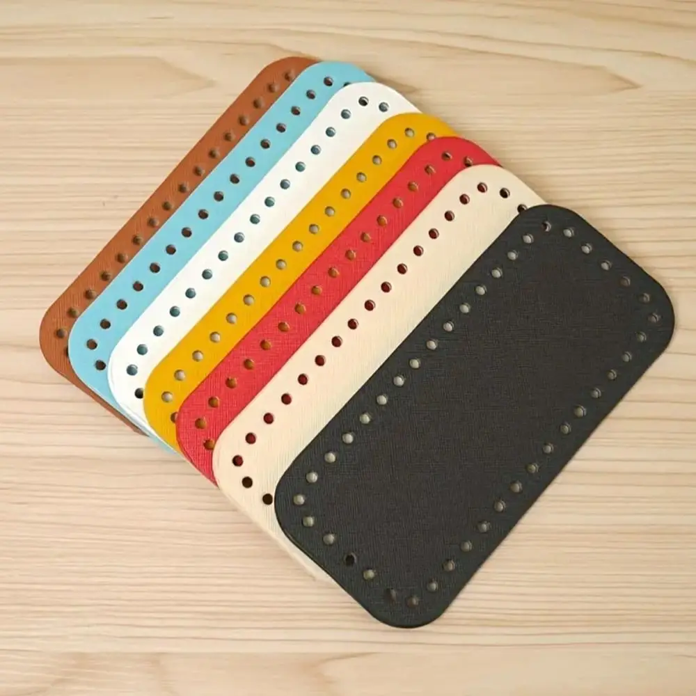 PU Leather Crochet Bag Bottom with Holes Wear-Resistant Long Bag Bottom Making Bags Purse Rectangle Knitted Bag Base for Women
