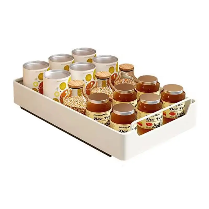 

AB47-Pull-Out Kitchen Storage Box, Cabinet Organizer Rack, Spice Pantry Shelves, Drawer Basket, Easy Install, Quiet Slide
