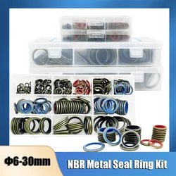 High Press Hydralic Rubber Oil Pip Bonded Washer 100/245pcs NBR Metal Seal Ring Drain Plug Gasket  Fit Combined Sealing Ring Set