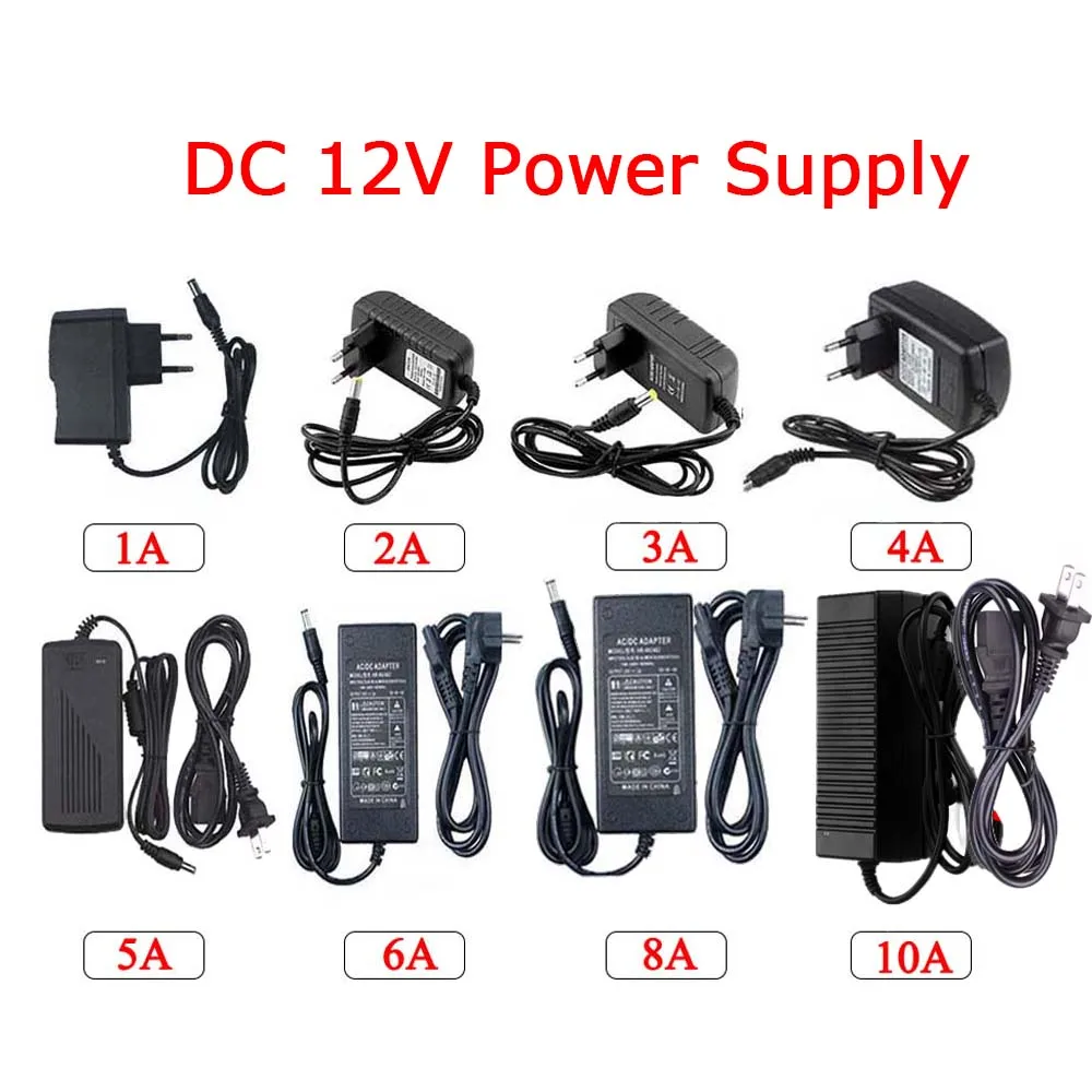 Transformador de iluminación AC 110V ~ 220V a DC 12V fuente de alimentación conmutada 1A 2A 3A 5A 6A 8A 10A adaptador de corriente para cámara de luz LED