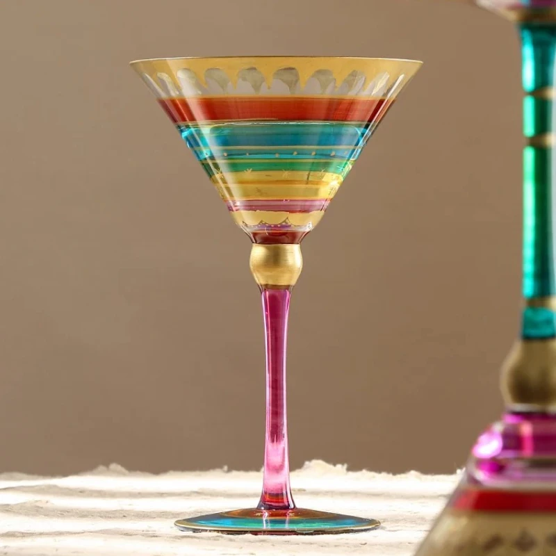 Painted Martini Wine Glass Cocktail Glass Goblet Household Glass Wine Quality High Value Gift