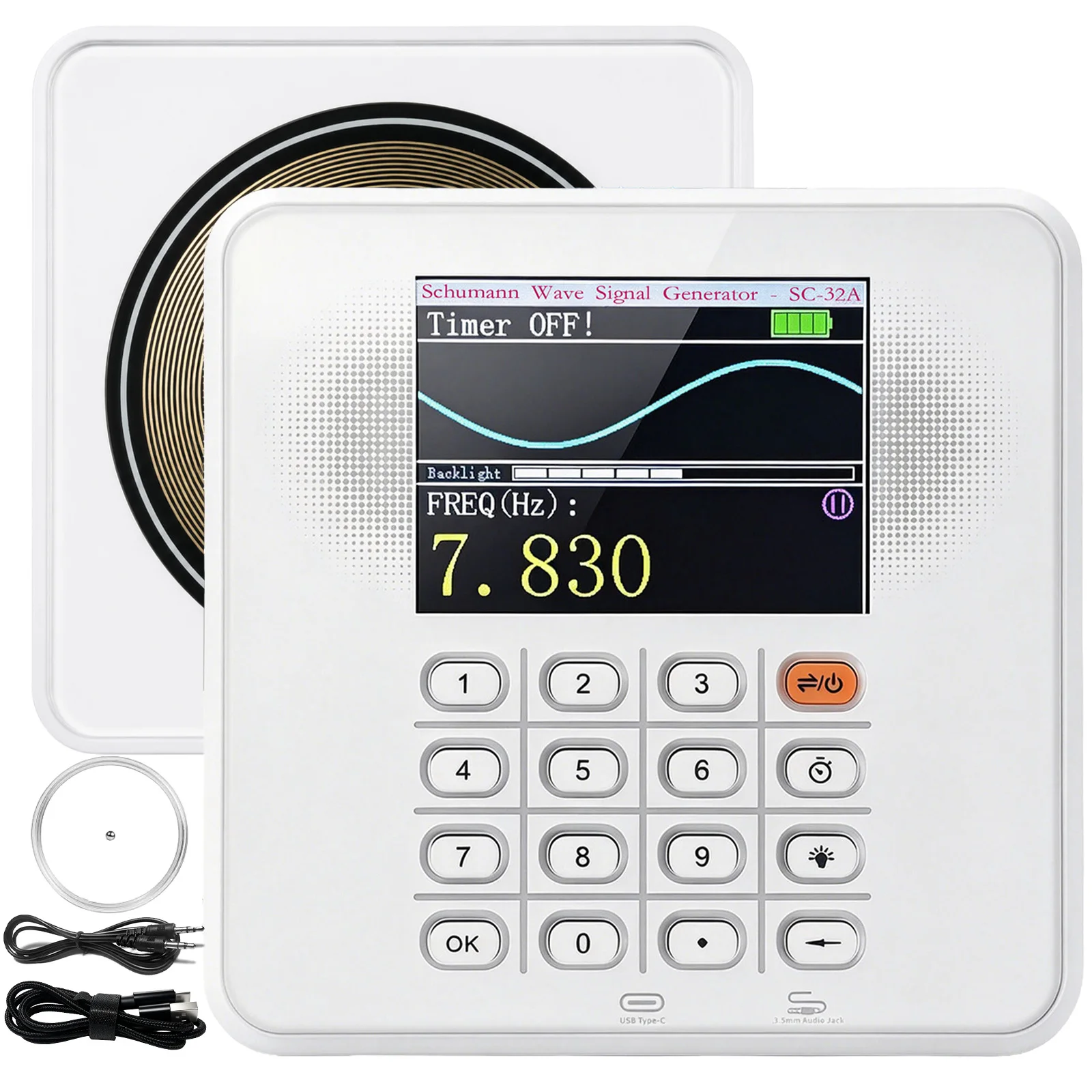 Portable Frequency Generator 0.01Hz-200kHz Adjustable Signal Generator with Timer, USB-C Rechargeable Built-in Battery