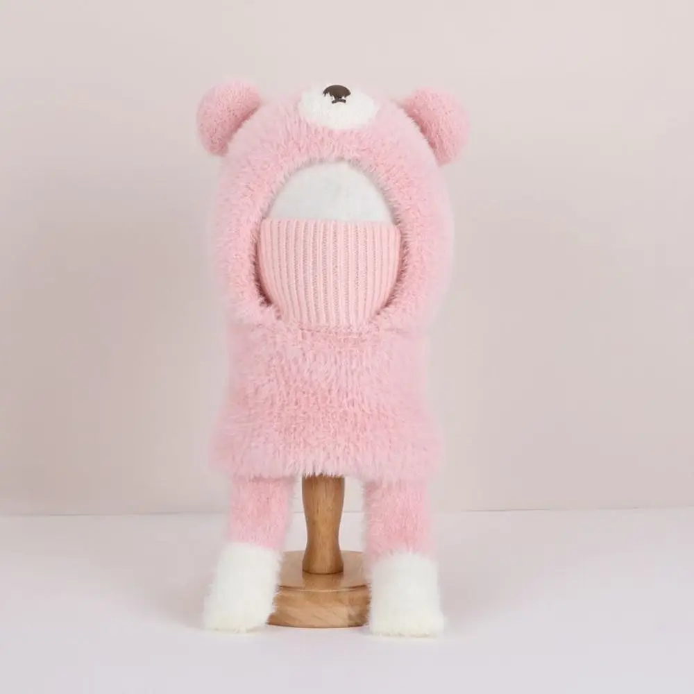Personality Elastic Children Pullover Cap Trendy Small Bear Knitted Mask Hat Cute Korean Style Kids Woolen Hat Outdoor