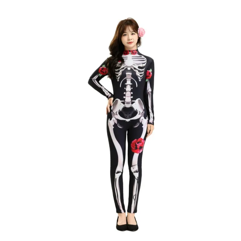 Halloween Skeleton Print Costume cos Skeleton onesie Kids Adult Funny Dress Up Skeleton Play Clothes